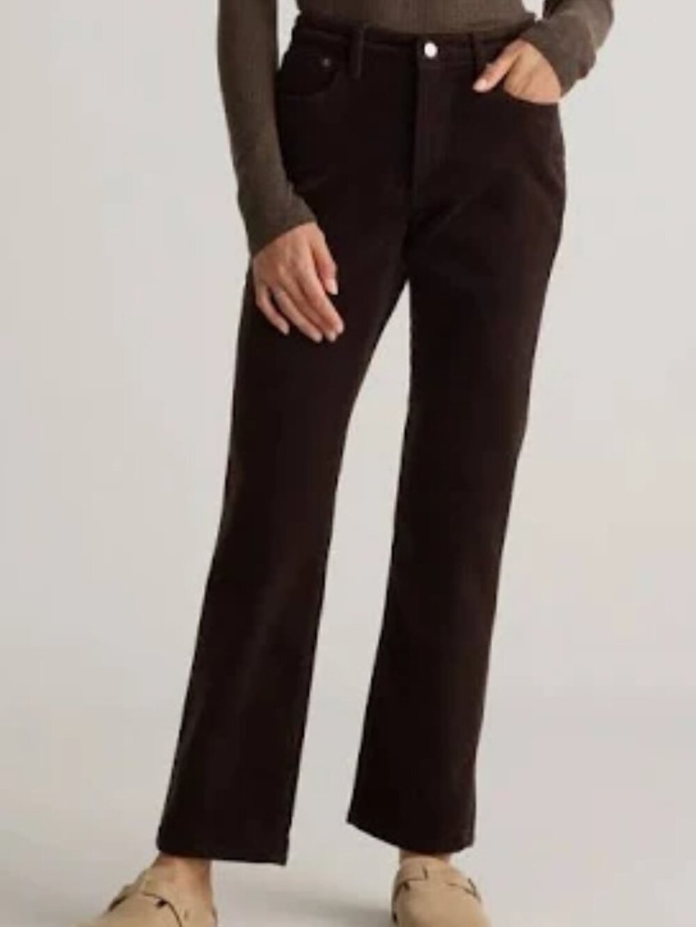 NEW QUINCE ORGANIC STRETCH CORDUROY STRAIGHT LEG PANTS 5-POCKET JEAN-STYLE sz 10